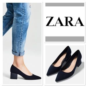 37 ZARA blue suede pointy toe pumps